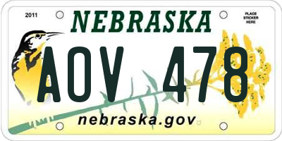 NE license plate AOV478