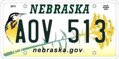 NE license plate AOV513