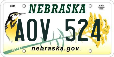 NE license plate AOV524