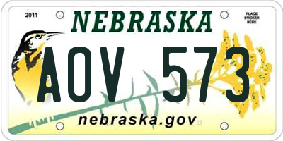 NE license plate AOV573