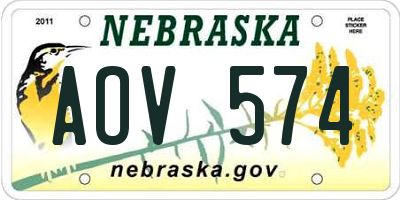 NE license plate AOV574