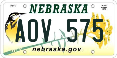 NE license plate AOV575