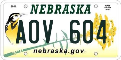 NE license plate AOV604