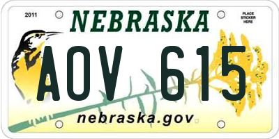 NE license plate AOV615