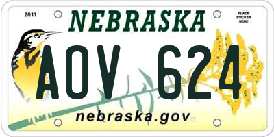 NE license plate AOV624