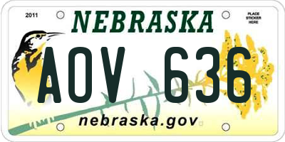 NE license plate AOV636