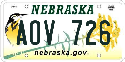NE license plate AOV726