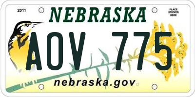 NE license plate AOV775
