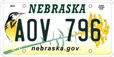 NE license plate AOV796
