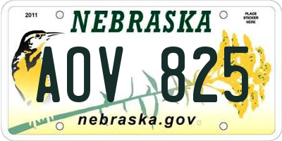 NE license plate AOV825