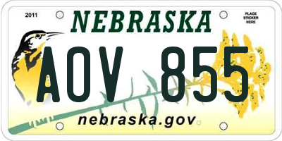 NE license plate AOV855