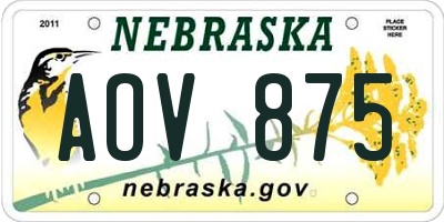 NE license plate AOV875