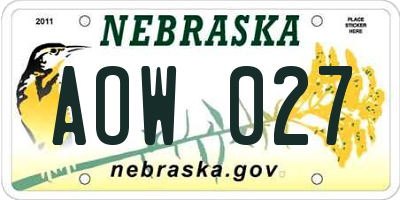 NE license plate AOW027