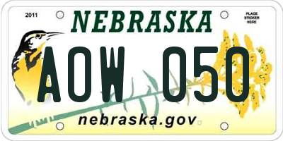 NE license plate AOW050