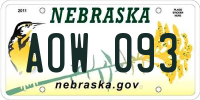 NE license plate AOW093