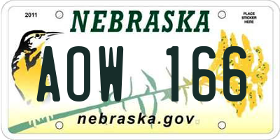 NE license plate AOW166