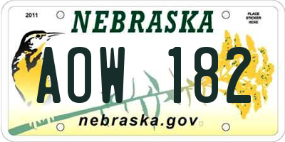 NE license plate AOW182