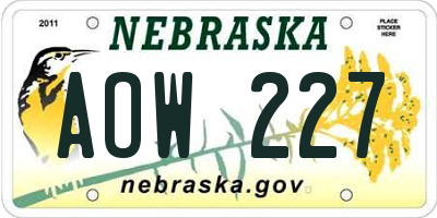 NE license plate AOW227
