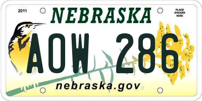 NE license plate AOW286
