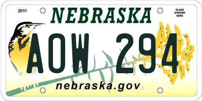 NE license plate AOW294