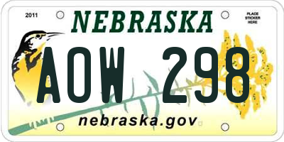 NE license plate AOW298