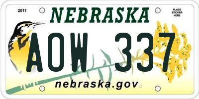 NE license plate AOW337