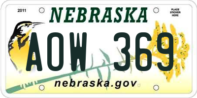 NE license plate AOW369