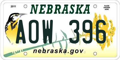 NE license plate AOW396