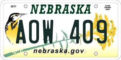 NE license plate AOW409