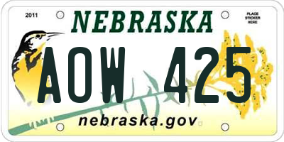 NE license plate AOW425