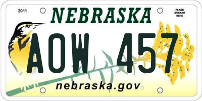 NE license plate AOW457