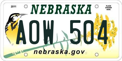 NE license plate AOW504