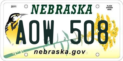 NE license plate AOW508