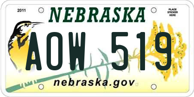 NE license plate AOW519