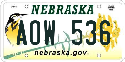 NE license plate AOW536
