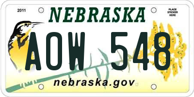 NE license plate AOW548