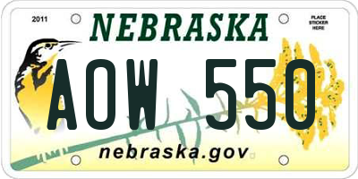 NE license plate AOW550