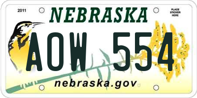 NE license plate AOW554