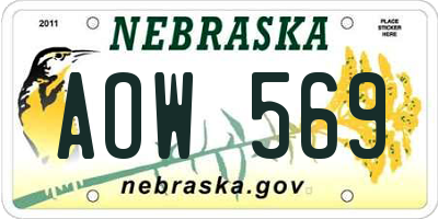 NE license plate AOW569