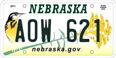 NE license plate AOW621