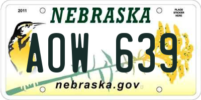 NE license plate AOW639