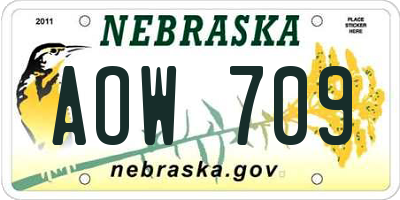 NE license plate AOW709