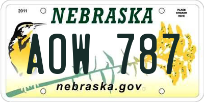 NE license plate AOW787
