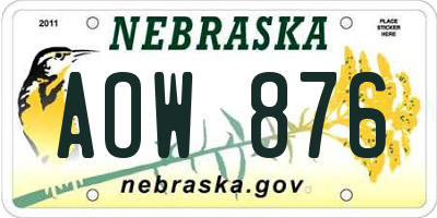 NE license plate AOW876