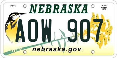 NE license plate AOW907
