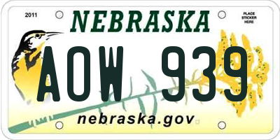 NE license plate AOW939