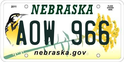 NE license plate AOW966