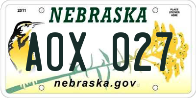 NE license plate AOX027
