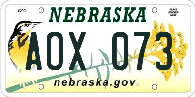 NE license plate AOX073