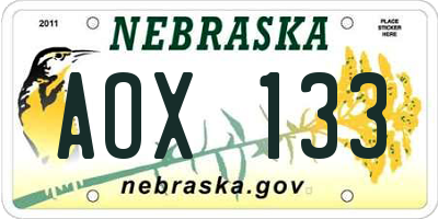 NE license plate AOX133